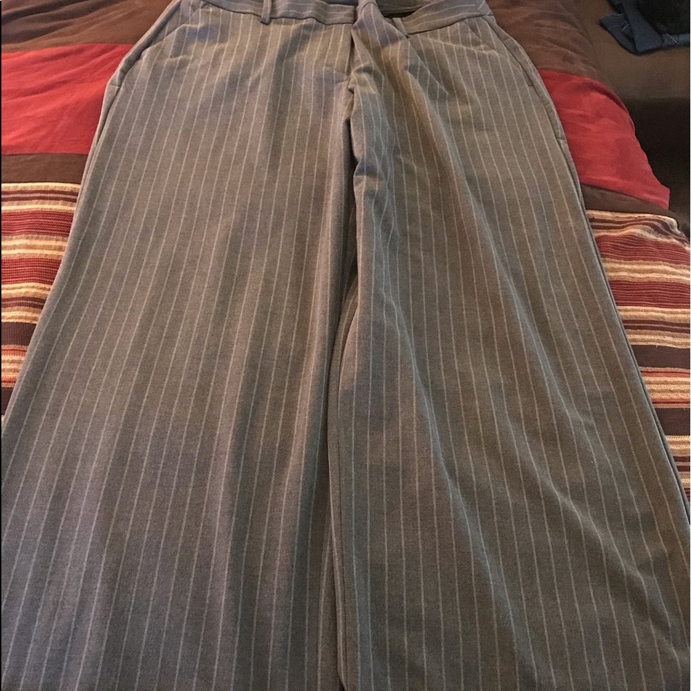 Gray pinstripe wide leg pant
